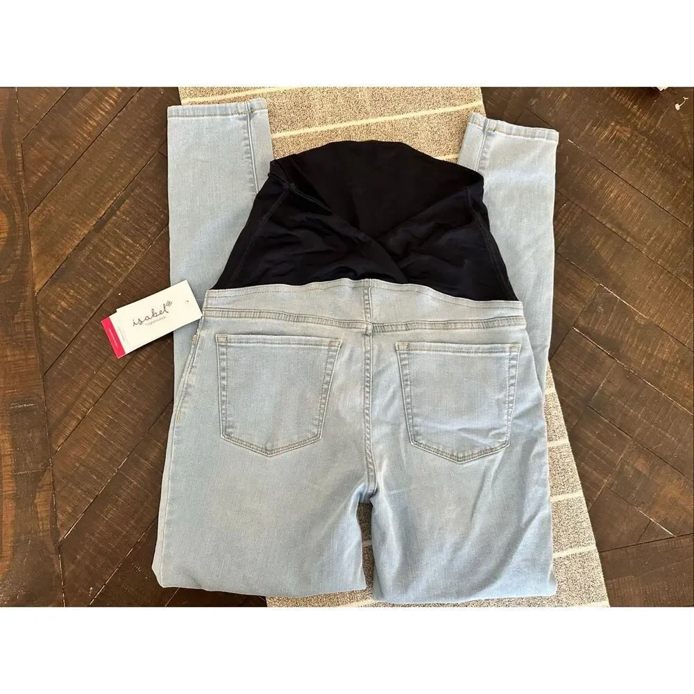 Ingrid & Isabel Maternity Light Wash Over the Belly Skinny Jeans Size 6 New